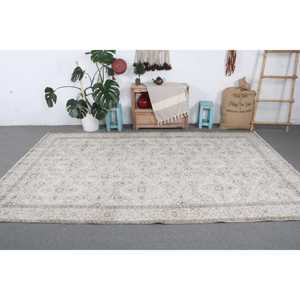 Grand tapis vintage 6,2x9,9 pi (188x301 cm), tapis turc blanc à bordures - Product Image 3