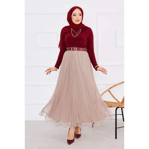 Jupe à volants Hijab Jupe en tulle Beige - Product Image 3