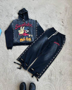 ชุดวอร์มวินเทจของผู้ชายผ้าคอตตอนผ้าฟลีซระบายอากาศได้ดีมีฮู้ดลาย DTG 100% - Product Image 4