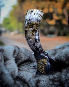 Cuernos de Animales Vikingos Hechos a Mano, Cuerno de Búfalo Pulido, Artesanía Impermeable, Mezcla de Tallado y Grabado Natural para Beber - Product Image 6