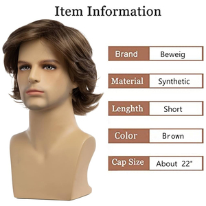 Texture réaliste perruque pour hommes courte longueur moyenne synthétique résistant à la chaleur vrais cheveux humains Durable dentelle sans couture remplacement de cheveux - Product Image 5