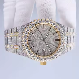 Premium Quality Antique Fully Iced Out VVS Clarity Moissanite diamond <b>Studded</b> Diamond Watch Luxury Stainless Steel Watch <b>for</b> <b>Men</b> - Product Image 4