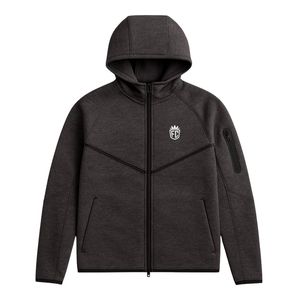 Veste à capuche zippée intégrale en polaire technique pour homme Noir chiné Légère Chaude Vêtement de sport d'entraînement Vêtement de sport haut de gamme - Product Image 1