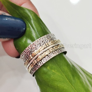 Vente en gros de bagues de méditation en argent sterling 925 pour femmes bagues de pouce faites à la main bijoux de fête anxiété pour hommes bagues spinner - Product Image 4