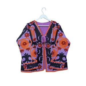 Veste courte d'hiver pour femmes, 10 couleurs, broderie florale Suzani, tricot respirant, tissu en coton écologique, séchage rapide - Product Image 1