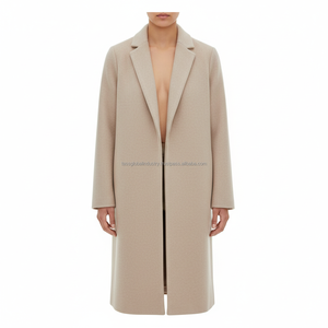 Manteau long en laine beige pour femme sur mesure, fabrication OEM et marque privée, vêtements d'hiver - Product Image 3