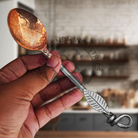Ensemble de couverts médiévaux viking de haute qualité en acier inoxydable et en cuivre, 5 pièces, ensemble de couverts de camping, ensemble de couverts de table forgés à la main