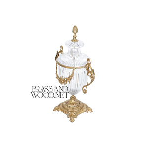 Urna Decorativa de Cristal y Oro de Lujo, Estilo Clásico Antiguo, Pieza de Decoración para el Hogar - Product Image 6