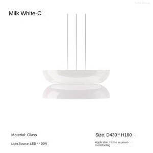 Lustre de restaurant minimaliste moderne en verre de jade blanc, lustre de chevet de chambre à coucher, lustre de restaurant - Product Image 6