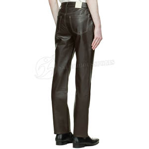 Pantalon en cuir décontracté pour homme de qualité supérieure, coupe droite, motif, taille mi-haute, tissu en toile, imperméable, respirant, fermeture éclair, dernier style - Product Image 6