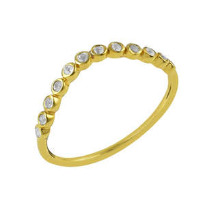 Anillo de Bodas de piedra blanca de circón de Plata de Ley 925 minimalista chapado en oro de diseño de lujo - Product Image 6