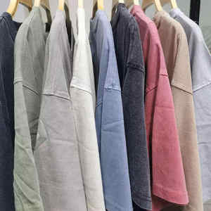 Vente en gros de t-shirt délavé à l'acide de style vintage pour hommes en coton lourd surdimensionné à motif uni chemise vierge imprimée sur mesure en jersey - Product Image 4