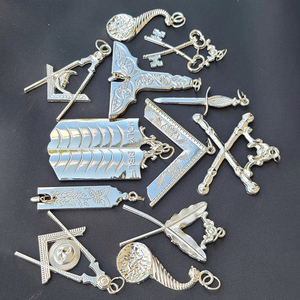 Ordre maçonnique de l'étoile de l'Est Grand Digne Patron Collier Bijou Plaqué Or Doux Émail Badge Bijou Ronpex - Product Image 2