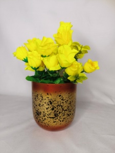 Florero colorido con estampado de mano de estilo costero de excelente calidad, hecho de aluminio metálico de hierro para decoración de mesa de oficina en casa - Product Image 2