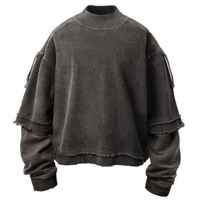 Nouveauté T-shirt à manches longues double couche de haute qualité 100% coton lourd col rond surdimensionné séchage rapide pour homme