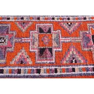 Alfombra Vintage de 2.6x10.8 pies, Alfombra Turca Herki, Alfombra de Lana con Rayas Naranjas - Product Image 5