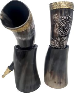 Décoration en corne viking pour intérieurs rustiques, gobelet à boire en corne inspiré de la mythologie nordique, corne viking artisanale à prix avantageux - Product Image 6