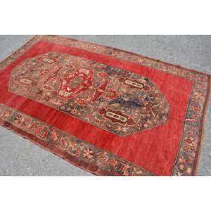 Alfombra clásica de lana rojo Beige de 4,9x7,9 pies Vintage turco área grande tejido plano Patchwork para decoraciones de sala de estar látex - Product Image 4