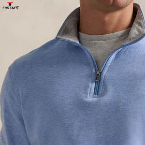 100% coton polaire pas cher prix personnalisé uni hommes sweats Pakistan fait demi fermeture éclair sweats à capuche sweat pour hommes - Product Image 5