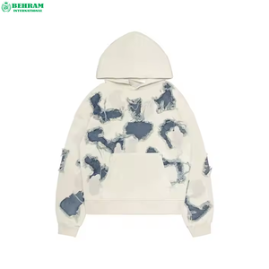Sweat-shirt à capuche unisexe en molleton 100 % coton épais, coupe classique, écologique, avec impression de lettres personnalisée et effet vieilli - Product Image 3