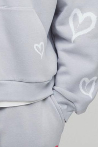 Sweats à capuche pour hommes gris 330GSM surdimensionnés Boxy Fit Heart Printed Zip Up Through Cotton Blended New Design Hoodies Men Vente en gros personnalisé - Product Image 2
