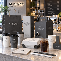Ensemble d'emballages personnalisés AT PACK pour café avec logo, sacs en papier, gobelets à café, boîtes alimentaires et fournitures à emporter pour la marque des restaurants