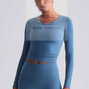 Hauts de blouse médicale en tricot respirant à manches longues, col rond, ajustés, unisexes, pour l'hôpital - Product Image 2