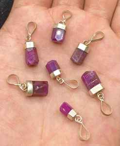 Ensemble de pendentifs en cristal de rubis naturel 7 pièces en argent sterling 925 bijoux de pierres précieuses collier fait main cadeau pour elle - Product Image 2