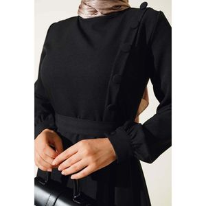 Side <b>Covered</b> Button <b>Dress</b> Black - Product Image 4