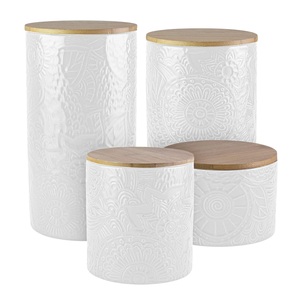 Ensemble de quatre bidons en métal blanc de qualité supérieure conteneur fait à la main forme personnalisée en gros bidon en métal de luxe - Product Image 1