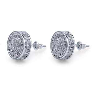 Pendiente de moissanita para mujer, 10,5mm, 9mm, redondo, Diamante grande, racimo de flores, chapado en oro blanco de 14 quilates, pendientes de plata de ley 925 - Product Image 4