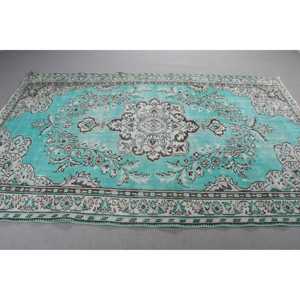 Alfombra Grande Vintage de 5,8x9,2 pies (178x279 cm), Alfombra Turca Azul del Suroeste - Product Image 2