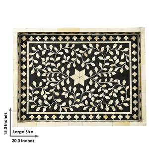 Impresionante bandeja decorativa de resina de hueso hecha a mano con detalles delicados y pulido a mano para un aspecto elegante y elegante - Product Image 5