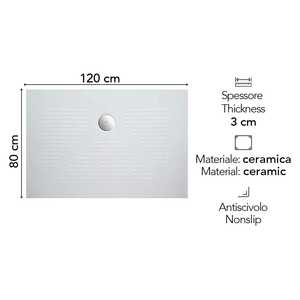 Plato de Ducha Cerámico DENVER 120X80 de 3CM a Nivel del Suelo, Accesorios para Baño y Aseo - Product Image 2