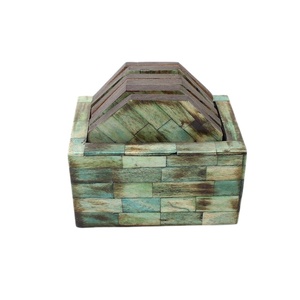 High Quality Leafy Green Bone Inlay Coaster Indian Manufacturer's Product for Coffee & Tea Cups Mats & Pads - Product Image 1