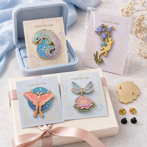 Badges de revers personnalisés en émail Jardin Céleste, plaqués or, motifs Salamandre, Gecko, Papillon, Libellule - Product Image 2