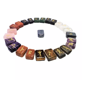 Cubo de mezcla de piedras múltiples, juego de Runas de cristal, piedra de energía Wicca Natural para adivinación e intuición, protección de meditación, runas vikingas - Product Image 6