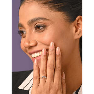 NOVAMART Fine Rhodium Plated Diamond U Shape <b>Dainty</b> Finger <b>Ring</b> with Adjustable Band (925 Sterling Silver) Wholesale Export - Product Image 3