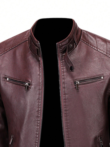 Bonne qualité hiver 2024 nouveautés hommes vêtements en cuir épais veste col en fausse fourrure coupe-vent chaud manteau - Product Image 4