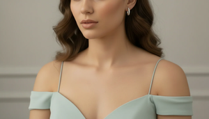 Pendientes Huggie de Diamantes Naturales Genuinos en Oro de 14K con Baño de Rodio |   Diamantes de Corte Brillante Redondo de Lujo para Mujer - Product Image 5