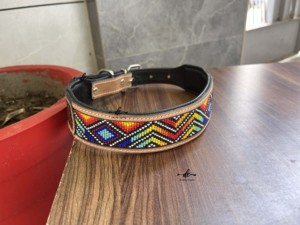 Collier de chien en cuir usiné à la main à motif occidental Crâne Colliers pour animaux de compagnie usinés à la main Produit en vrac en gros durable - Product Image 3