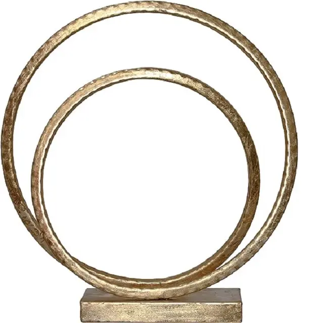 Most Selling Product Metal Double Round Sculpture Stand With Gold Finished Home Office Table Renovate Wedding Gift Wall Art