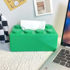 Boîte à mouchoirs de style LEGO, design cartoon, en plastique, avec matériaux en laiton et en tissu - Product Image 1