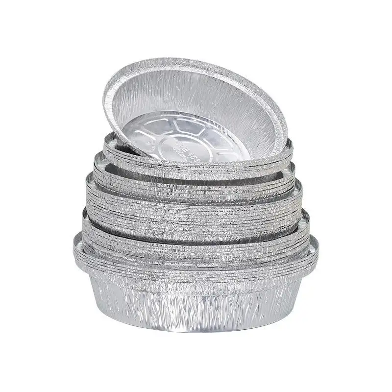 Récipient de casserole de bol en papier d'aluminium jetable rond épais de 6/7/ 8/9 pouces avec couvercle