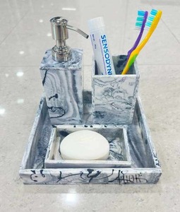 Resin Bathroom Decor Accessory <b>Set</b> Resin Toothbrush Holder Soap Dispenser Soap Dish by faizacraft - Product Image 3