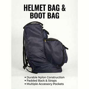 Sac de transport classique bleu marine pour casque et bottes d'équitation avec compartiments zippés – Housse de transport équestre durable pour l'équitation, les voyages et le rangement - Product Image 2