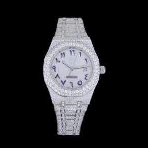 Nouveauté Hip Hop Bijoux de créateur exclusifs Montre-bracelet tendance pour homme Diamants cultivés en laboratoire 20 mm Or blanc Acier inoxydable ETA - Product Image 1