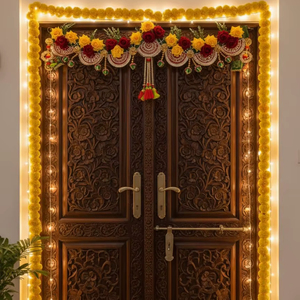 Decoración Artesanal para Puerta, Tradicional Adorno para Puerta, Decoración para Diwali, Inauguración de Casa, Pellikoothuru, Anand Karaj, Poruwa, Decoración para Ceremonias - Product Image 1