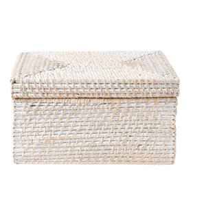 Panier de rangement rectangulaire en rotin blanc tressé, boîte en rotin, matériau de haute qualité, décoration de table indispensable, vente en gros en provenance du Vietnam - Product Image 1