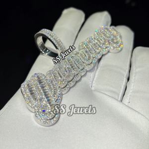 Sólido 925 plata esterlina VVS Moissanite colgante Baguette collares hebilla personalizada con diseño de letra joyería de estilo Hip Hop - Product Image 5